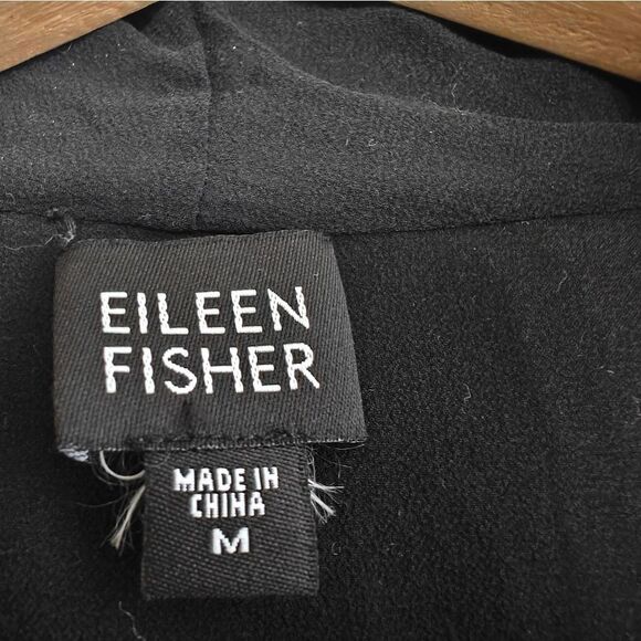 Eileen Fisher 100% Silk Sequins Black Cape open front size M - Picture 7 of 7